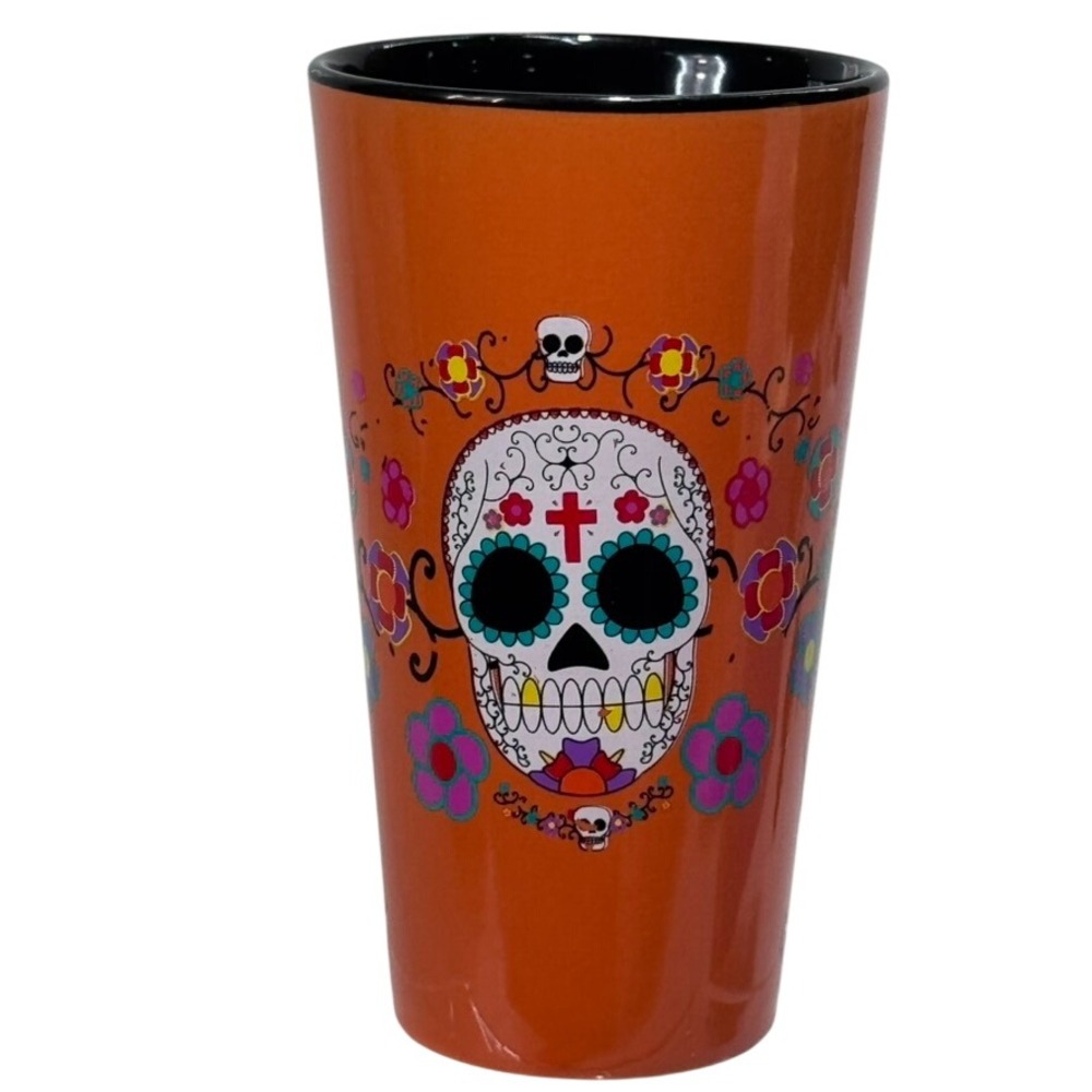Day of the Dead Sugar Skull Coffee Mug Orange Ceramic Tall Cup‎ TMD Holdings Co.
